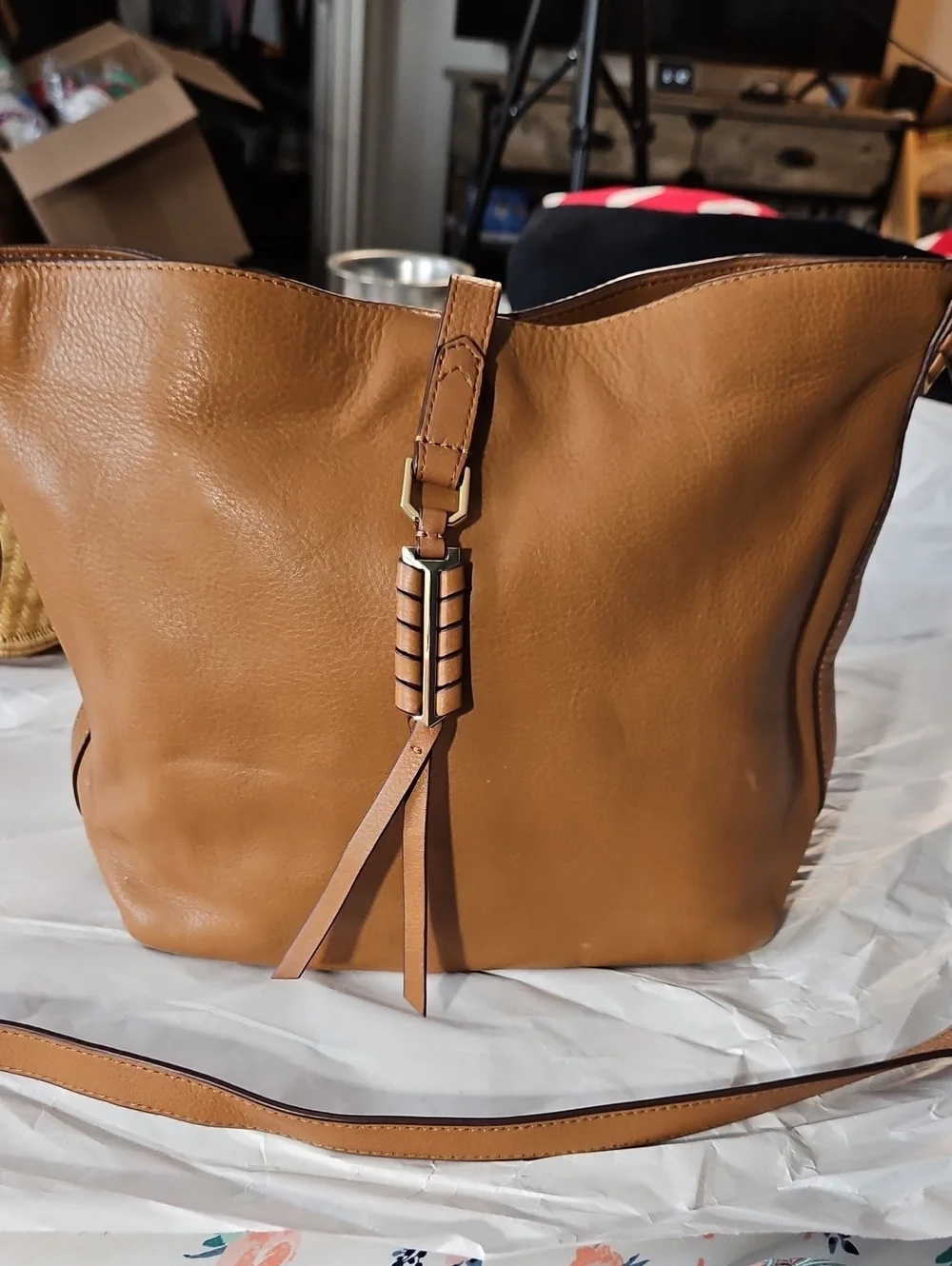 Stella & Dot Covet Sunday Tan Leather Crossbody Shoulder Bag